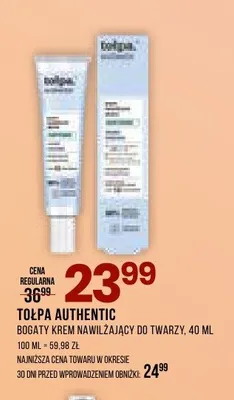 Bogaty krem nawilżający do twarzy TOŁPA AUTHENTIC promocja w Drogerie Natura