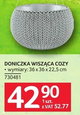 Doniczka wisząca Cozy wymiary 36x38x22,5 cm promocja w Selgros