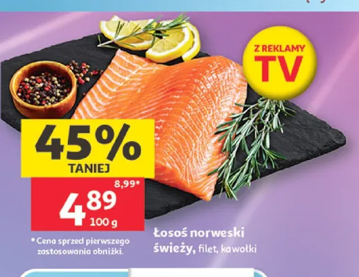 Łosoś norweski świeży filet kawałki promocja w Auchan