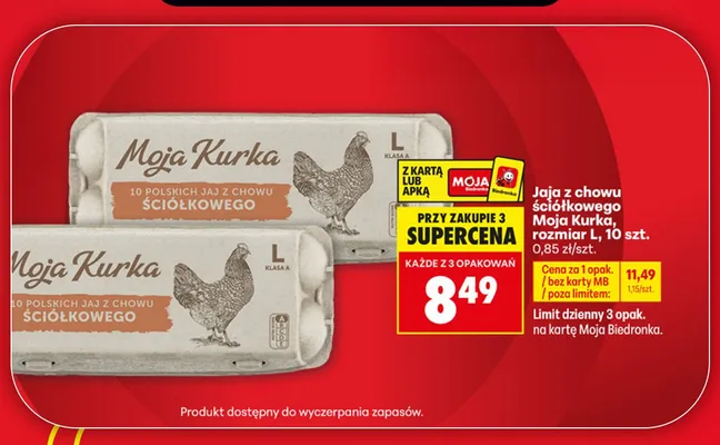 Jaja z chowu ściółkowego Moja Kurka rozmiar L 10-pak promocja w Biedronka