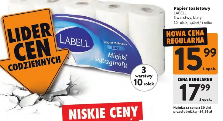Papier toaletowy biały 3 warstwy promocja w Intermarche