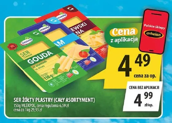 Ser żółty plastry Mlekpol promocja w Arhelan