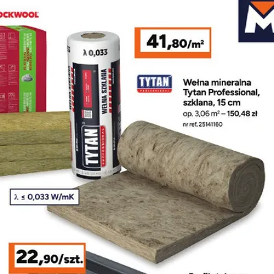 Wełna mineralna Tytan Professional szklana 15 cm promocja w Bricoman