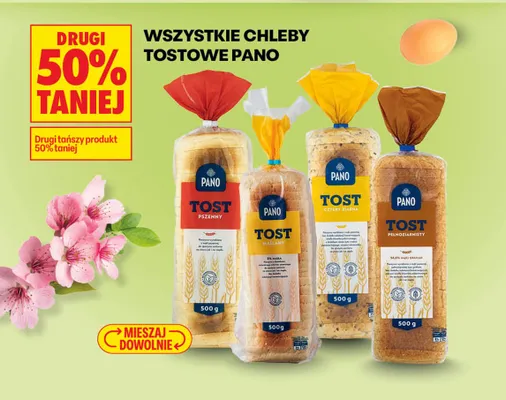 Wszystkie chleby tostowe DRUGI -50% promocja w Biedronka