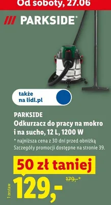 Odkurzacz do pracy na mokro i na sucho Parkside 12 l 1200W promocja w Lidl