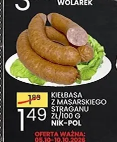 Kiełbasa z masarskiego straganu Nik-Pol promocja w Wafelek