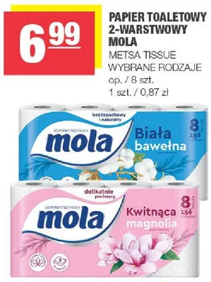 Papier toaletowy 2-warstwowy Mola Kwitnąca magnolia Metsa Tissue promocja w SPAR