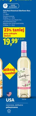Wino Carlo Rossi Botanicals Elderflower Rose promocja w Lidl