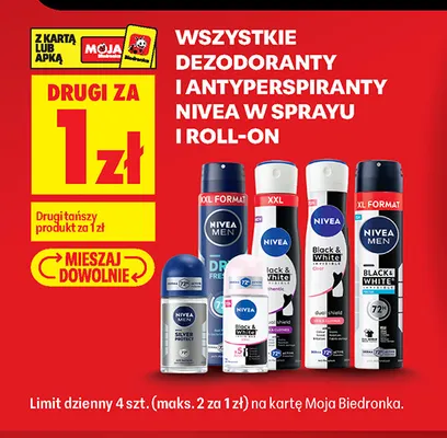 Dezodoranty i antyperspiranty Nivea w sprayu i roll-on promocja w Biedronka