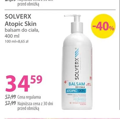 Balsam do ciała Atopic Skin Solverx promocja w Hebe