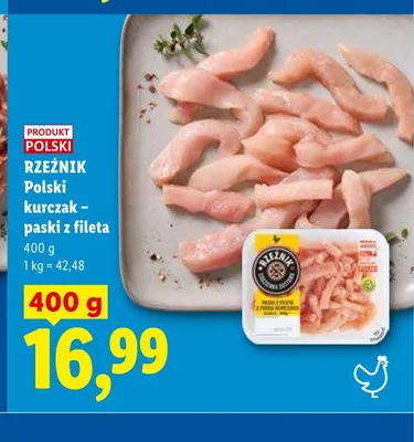 Polski kurczak - paski z fileta Rzeźnik promocja w Lidl