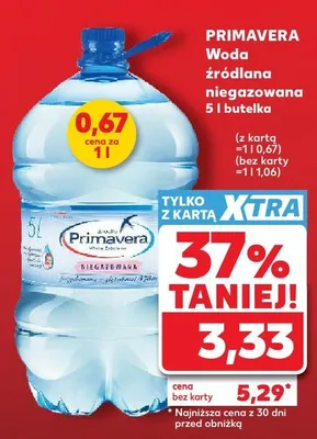 Woda źródlana niegazowana Primavera promocja w Kaufland