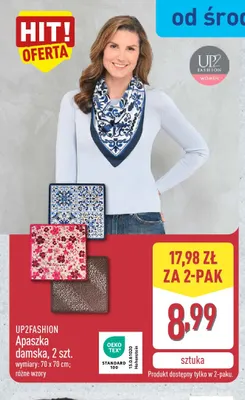 Apaszka damska 2-pak 70x70 cm Up2fashion promocja w Aldi
