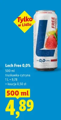 Piwo bezalkoholowe Lech Free 0,0% truskawka-cytryna promocja w Lidl