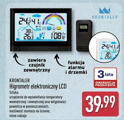 Higrometr elektroniczny LCD Krontaler promocja