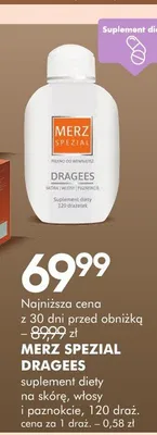 Suplement diety na skórę, włosy i paznokcie MERZ SPEZIAL Dragees promocja w Super-Pharm