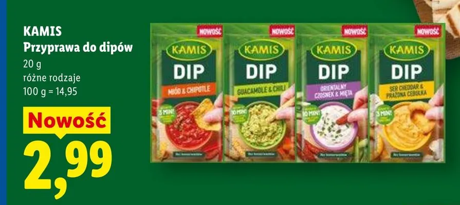 Przyprawa do dipów Ser Cheddar & Prażona Cebulka Kamis promocja w Lidl