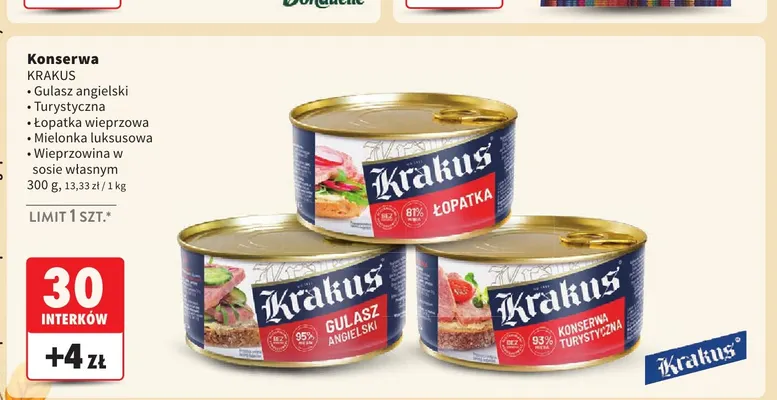 Konserwa Krakus Gulasz angielski promocja w Intermarche