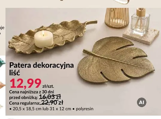 Patera dekoracyjna liść 20,5x18,5 cm promocja w Salony Agata