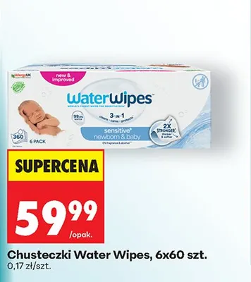 Chusteczki nawilżone Water Wipes 3w1 sensitive newborn & baby promocja w Biedronka