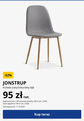 Krzesło Jonstrup szary/naturalny dąb promocja w Jysk