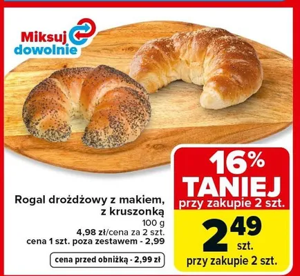 Rogal drożdżowy z makiem, z kruszonką 100g promocja w Carrefour Market