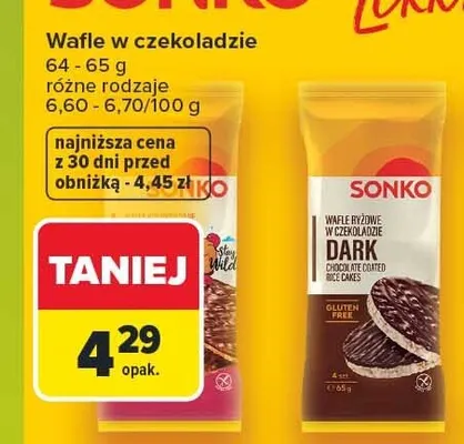 Wafle ryżowe w czekoladzie mlecznej Sonko promocja w Carrefour