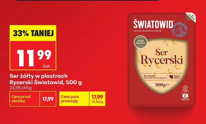 Ser żółty w plastrach Rycerski Światowid promocja w Biedronka