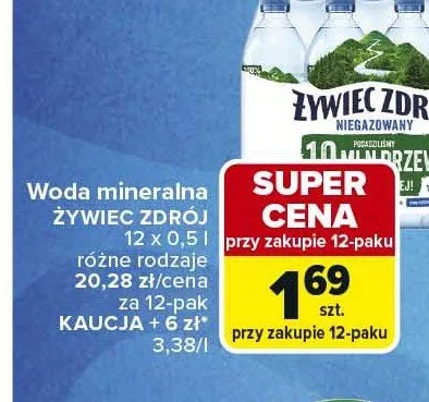 Woda mineralna Żywiec Zdrój 0,5l promocja w Carrefour