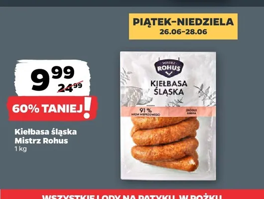 Kiełbasa śląska Mistrz Rohus promocja w Netto