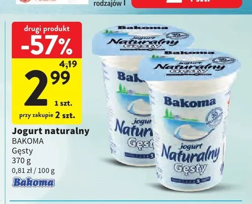 Jogurt naturalny Bakoma Gęsty promocja w Intermarche
