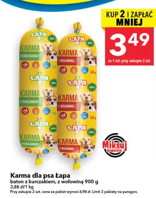 Karma dla psa baton z kurczakiem, z wołowiną promocja w LEWIATAN