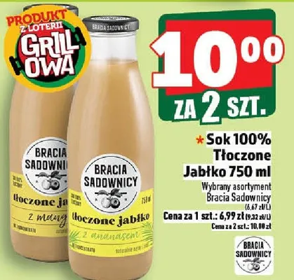 Sok 100% tłoczony jabłko Bracia Sadownicy promocja w TOPAZ