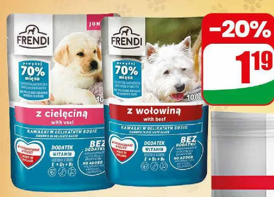 Mokra karma dla psa Frendi z cielęciną promocja w Dino