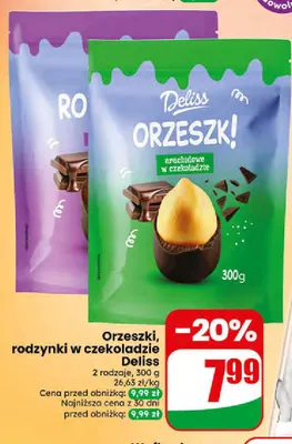 Rodzynki w czekoladzie Deliss promocja w Dino