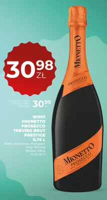 Wino musujące Mionetto Prosecco Treviso Brut Prestige promocja w Duży Ben