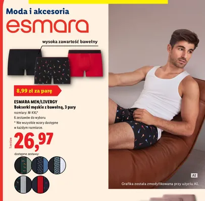 Bokserki męskie z bawełną Esmara Men / Livergy 3-pak promocja w Lidl