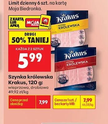 Szynka królewska wieprzowa Krakus promocja w Biedronka