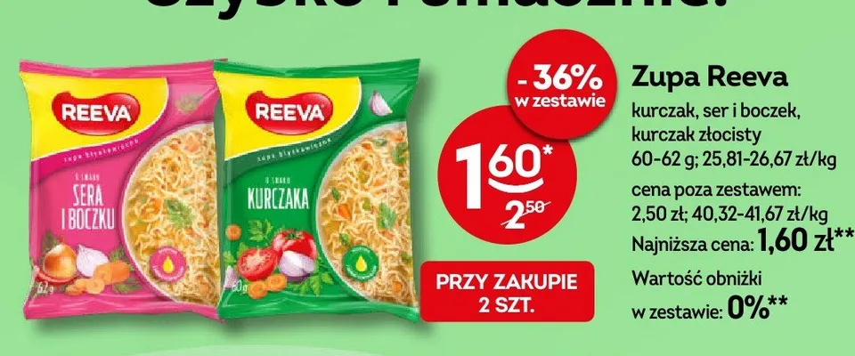 Zupa błyskawiczna Reeva kurczak złocisty promocja w Żabka
