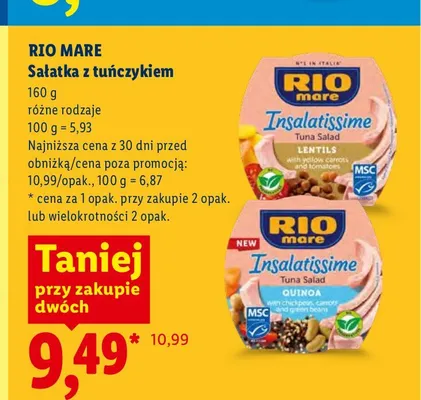 Sałatka z tuńczykiem i soczewicą Rio Mare Insalatissime promocja w Lidl