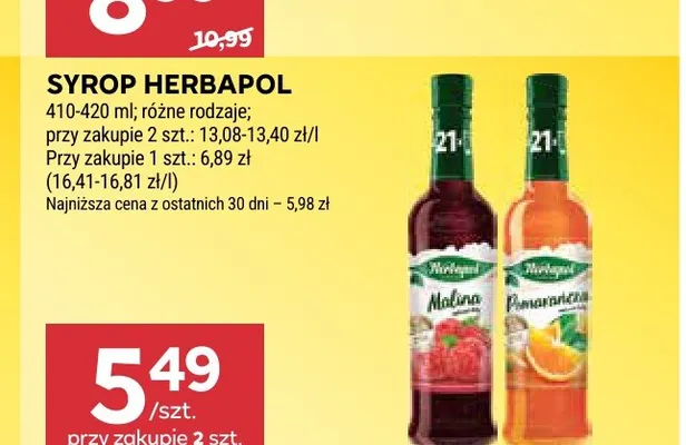 Syrop Herbapol malina promocja w Stokrotka