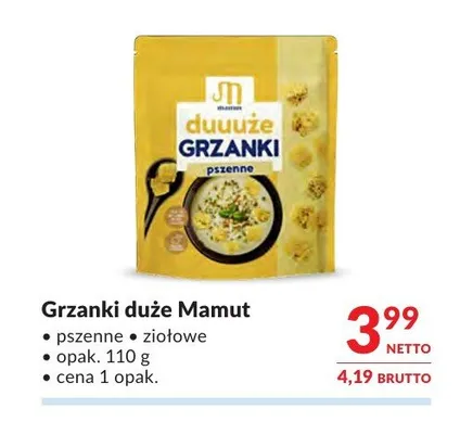 Grzanki duże ziołowe Mamut promocja w Makro