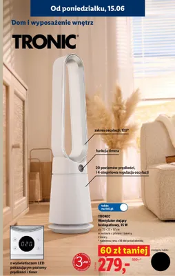 Wentylator stojący bezłopatkowy TRONIC promocja w Lidl