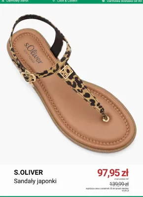 Sandały japonki s.Oliver promocja w Deichmann