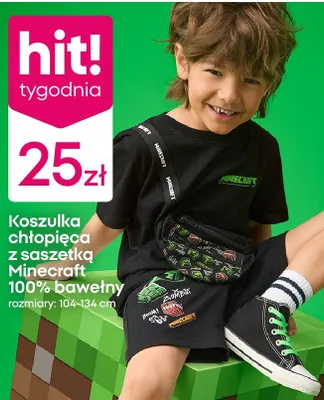 Koszulka chłopięca z saszetką Minecraft 100% bawełny promocja w Pepco