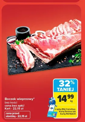 Boczek wieprzowy bez kości promocja w Carrefour Market