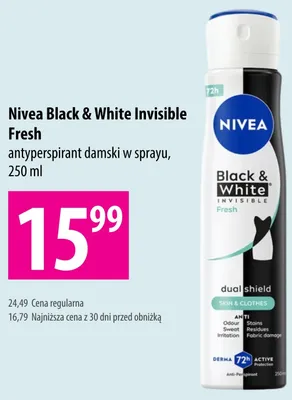 Antyperspirant damski w sprayu Nivea Black & White Invisible Fresh promocja w Hebe