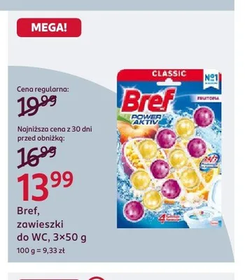 Zawieszki do WC Bref Power Aktiv 3-pak promocja w Rossmann