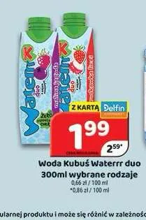 Woda smakowa Kubuś Waterrr duo Truskawka 300 ml promocja w Delfin