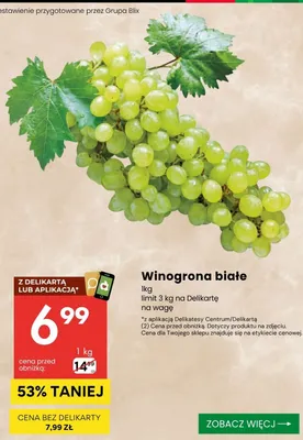 Winogrona białe promocja w Delikatesy Centrum